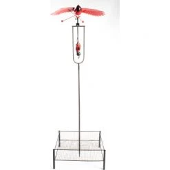 Rockin Owls Bird Boutique 52” Kinetic Cardinal Mom W Kids Stake