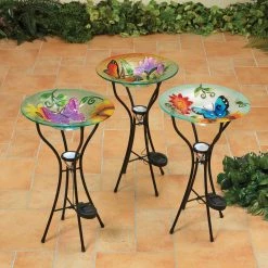 Gerson Birding Fused Glass Butterfly Bird Baths