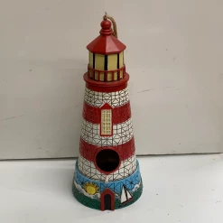 Pandy's Garden Center Bird Room Bird House Red And White Lighthouse