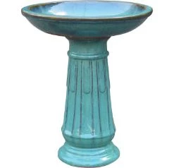 Southern Patio Pottery Showcase Birding 23" Miami Green Bird Bath